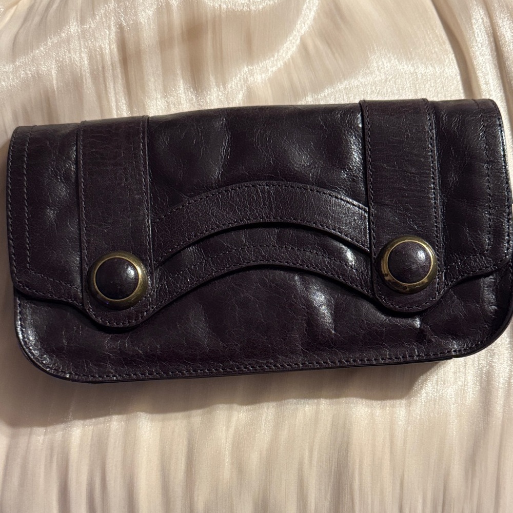 Kate Landry Purple Clutch with Paisley Print Interior